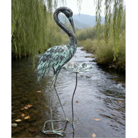 Iron Art Lotus Leaf Crane Bird Feeder Ornament for Garden & Wedding Decor