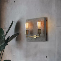 Nordic Minimalist Cement Double-Head Wall Lamp Industrial Vintage Style for Cafe Bar Aisle Decor