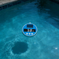 Solar Powered Floating Pool Thermometer with LED Light for Outdoor Swimming Pools