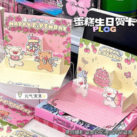 3D Pop-Up Cartoon Birthday Card, Foldable Greeting Card for Friends, Creative Gift