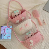 Cartoon Cotton Rope Woven Wall Hanging Storage Basket for Dorm Room, Bedroom, Home Use