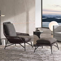 Outdoor Wicker Rattan Rope Weave Patio Bistro Set with Coffee Table and Single Sofa Chairs