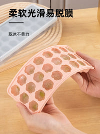 Baby & Mother Silicone Heart-Shaped Ice Cube Tray with Lid, Odorless, Easy Release, DIY Refrigerator Ice Maker, 24 Grids
