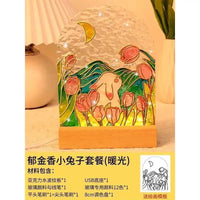 Mid-Autumn Festival DIY Glass Painting Night Light Kit with LED Base, Hand-Painted Material Pack for Gifting & Events