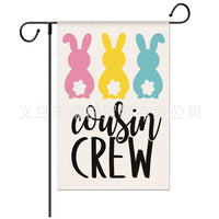 Easter Bunny Egg Pattern Linen Garden Flag Double-SSided Printed Yard Decoration Holiday Flag