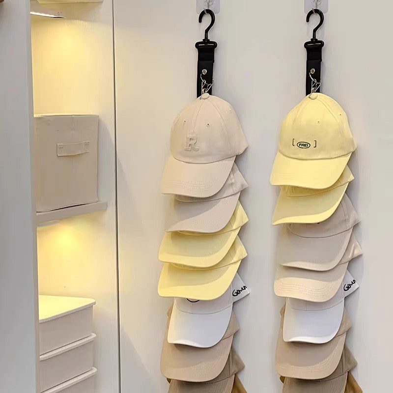 Door Back Hat Organizer Rack with 8 Clips for Baseball Caps