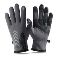 Men's Cycling Warm Gloves Touchscreen Waterproof Windproof Thermal Fleece with Zipper