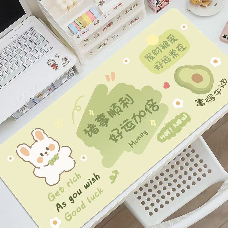 Cartoon Bear Large Desk Mat for Office and Gaming, Cute Keyboard and Mouse Pad, Desktop Protector for Girls