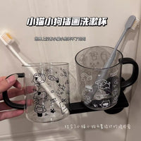 Cute Pet Illustration Mouthwash Cup for Home Dormitory Students, Large Capacity Toothbrush Cup