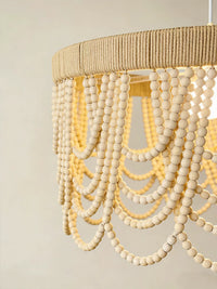 Bohemian American Retro Wood Bead Chandelier for Bedroom Study Living Room