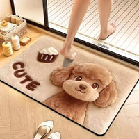 Cartoon Diatomaceous Earth Bath Mat Super Absorbent Non-Slip Quick Dry Floor Mat for Bathroom and Home