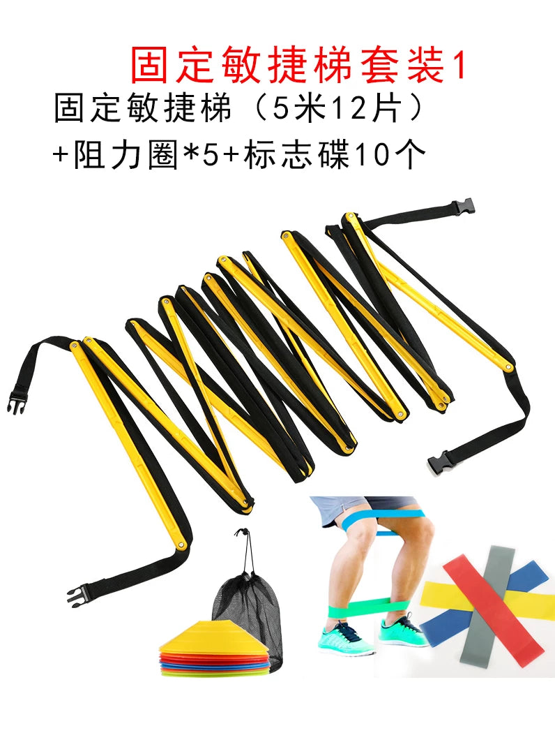 Agility Ladder Training Set with Cones and Resistance Parachute/Bands for Soccer and Speed Training