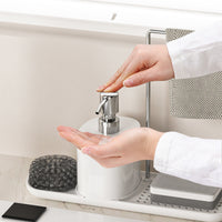 2-in-1 Soap Dispenser with Sponge Holder for Kitchen Sink, Manual Press Dish Soap Dispenser Caddy