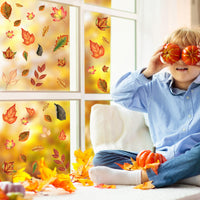Autumn Maple Leaf Static Cling Window Decals for Thanksgiving Fall Decor
