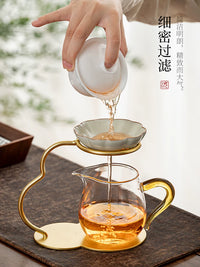 Ceramic Tea Infuser Set with Glass Gongdao Cup and Filter Stand