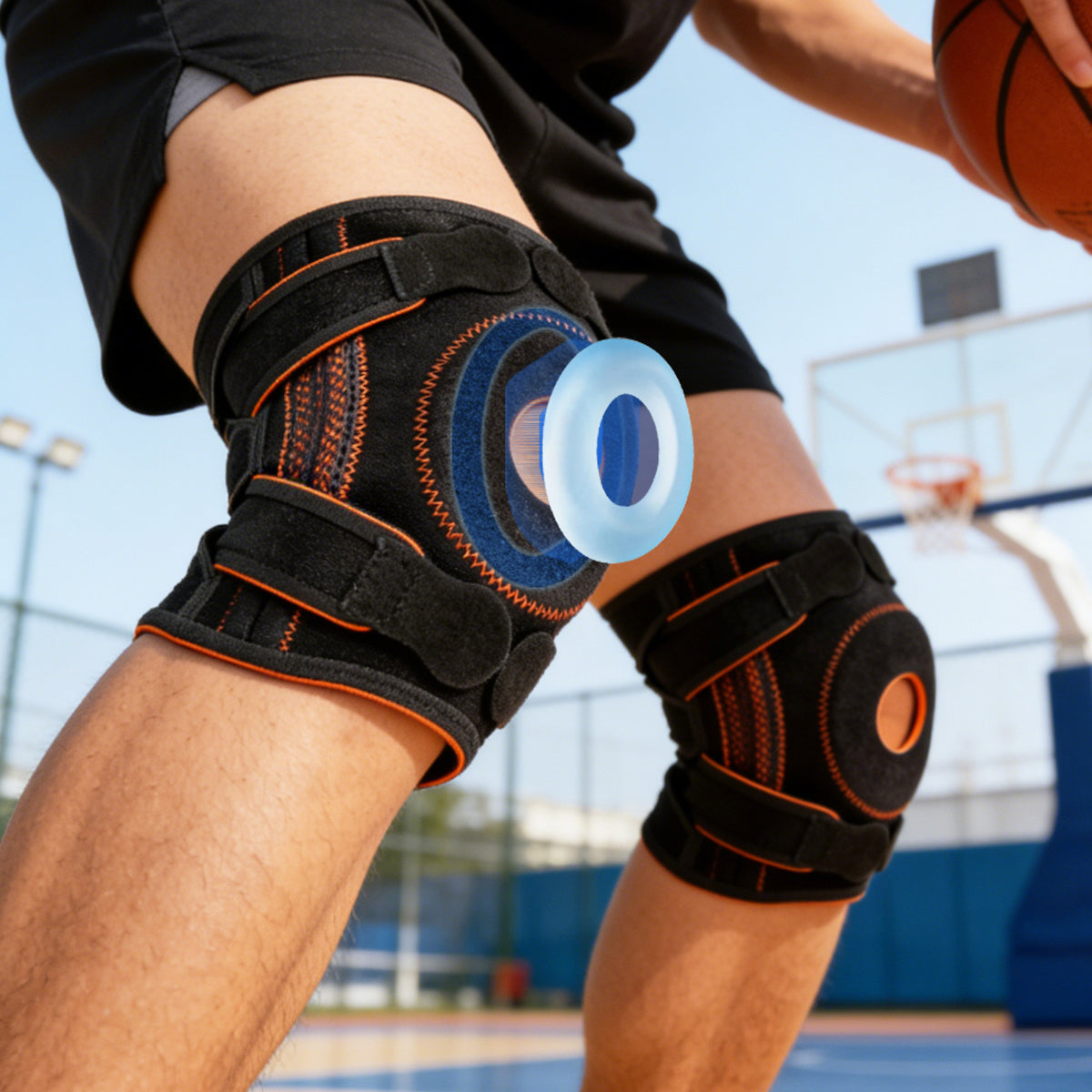 Professional Silicone Sports Knee Brace for Running Cycling Hiking with Pressure Reduction and Adjustable Support
