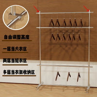 Adjustable Rolling Garment Rack Brushed Stainless Steel Clothes Display Stand for Retail and Home Use