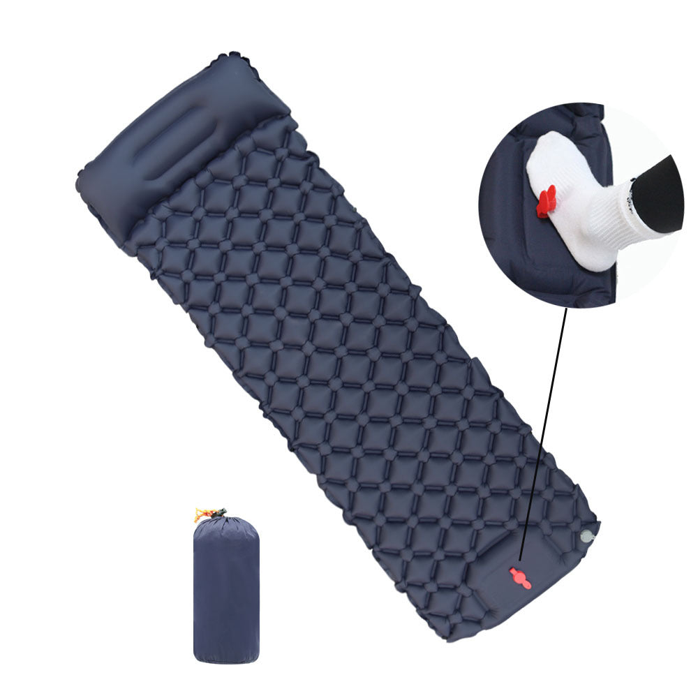 Inflatable Camping Sleeping Pad with Built-in Foot Pump, Lightweight TPU Nylon Air Mattress for Backpacking Tent