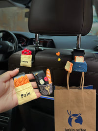 Cute Cartoon Car Seat Headrest Hooks for Bags, Groceries, and Storage