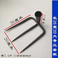Garden Rake with Wooden Handle for Soil Loosening and Cultivation