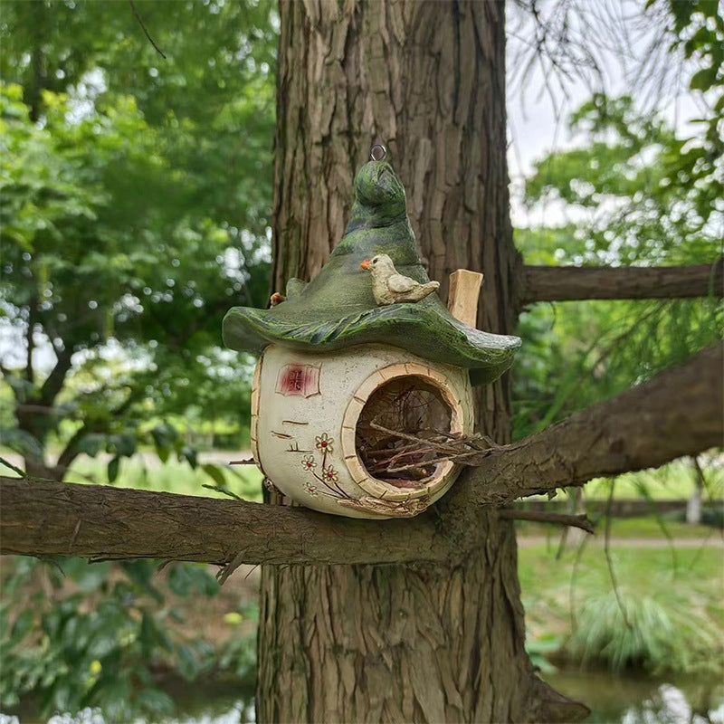 Magic Spire Birdhouse Hanging Ornament Outdoor Resin Bird Nest for Garden Decoration