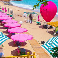 Large Pink Outdoor Patio Umbrella with UV Protection, 3x3 Meter Square Sunshade for Garden, Balcony, and Commercial Use