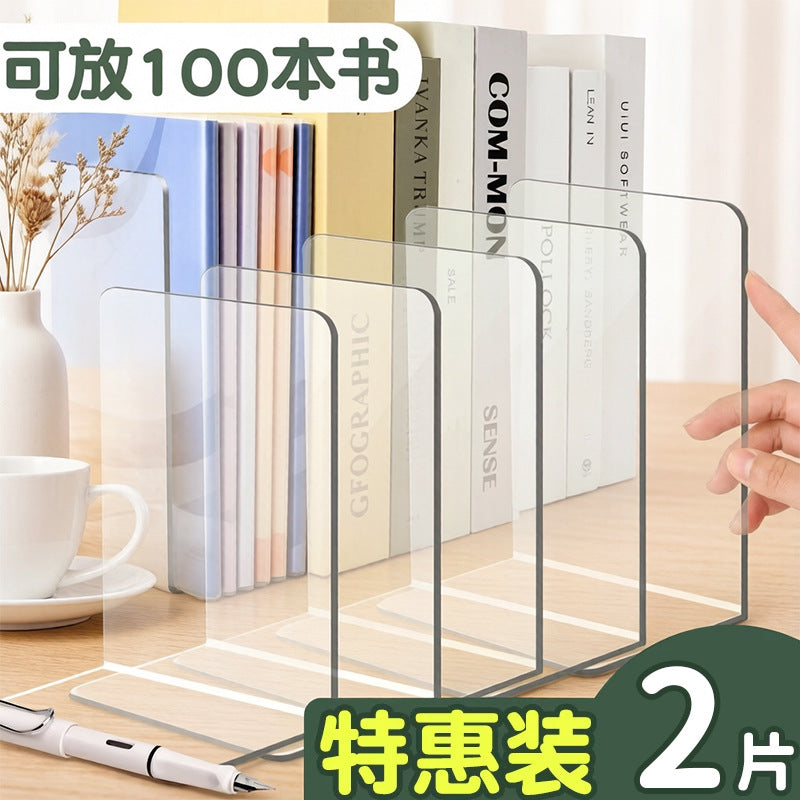 Acrylic Bookends Clear Minimalist Desktop Book Holder for Students
