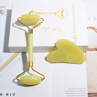 Jade Roller and Gua Sha Set for Face and Body Massage