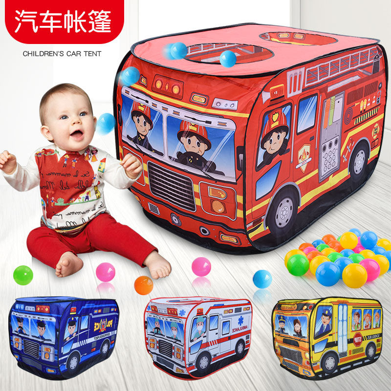 Kids' Pop-Up Play Tent - Fire Truck, Police Car, School Bus, or Ice Cream Truck Design