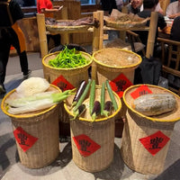 Handwoven Bamboo Display Basket for Produce & Goods