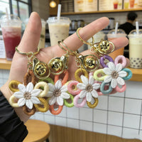 Bohemian Daisy Woven Keychain Bag Charm