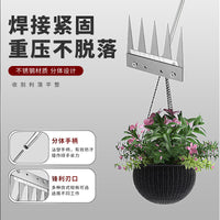 Garden Rake, 5-Tine Stainless Steel Hand Rake for Loosening Soil, Weeding, and Planting