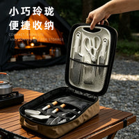 Outdoor Camping Cookware Set Portable Kitchen Knife Cutting Board Picnic Utensil Storage Bag