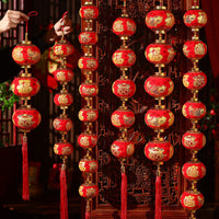 Festive Red Lantern String Decorations for Chinese New Year and Celebrations