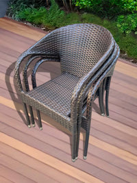 Outdoor Wicker Rattan Armchair for Patio Balcony Garden, Heavy-Duty Steel Frame