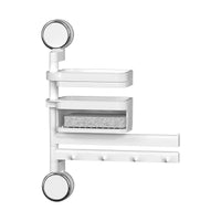 Suction Cup Kitchen Sink Caddy Sponge Holder with Towel Bar, Wall Mounted No-Drill Rotatable Drain Rack