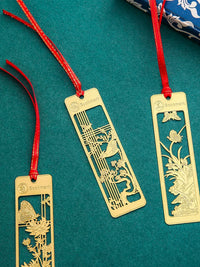 4-Piece Set Chinese Style Metal Bookmarks with Plum, Orchid, Bamboo, Chrysanthemum Designs