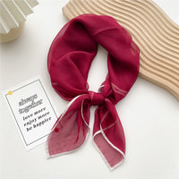 Solid Color Thin Square Silk Scarf for Women - Versatile Fashion Accessory for All Seasons