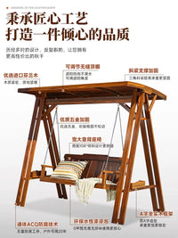 Solid Wood Outdoor Swing Chair with Canopy for Patio Garden