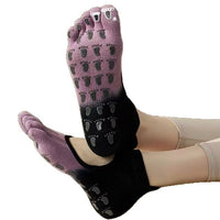 Women's Pilates Yoga Non-Slip Gradient Toe Socks with Silicone Grips for Indoor Sports