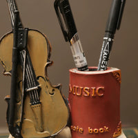 Retro Musical Instrument Pen Holder for Desk Organization, Creative Student Art Decor