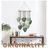 Hand-Woven Macrame Leaf Wall Hanging Tapestry for Boho Home Decor