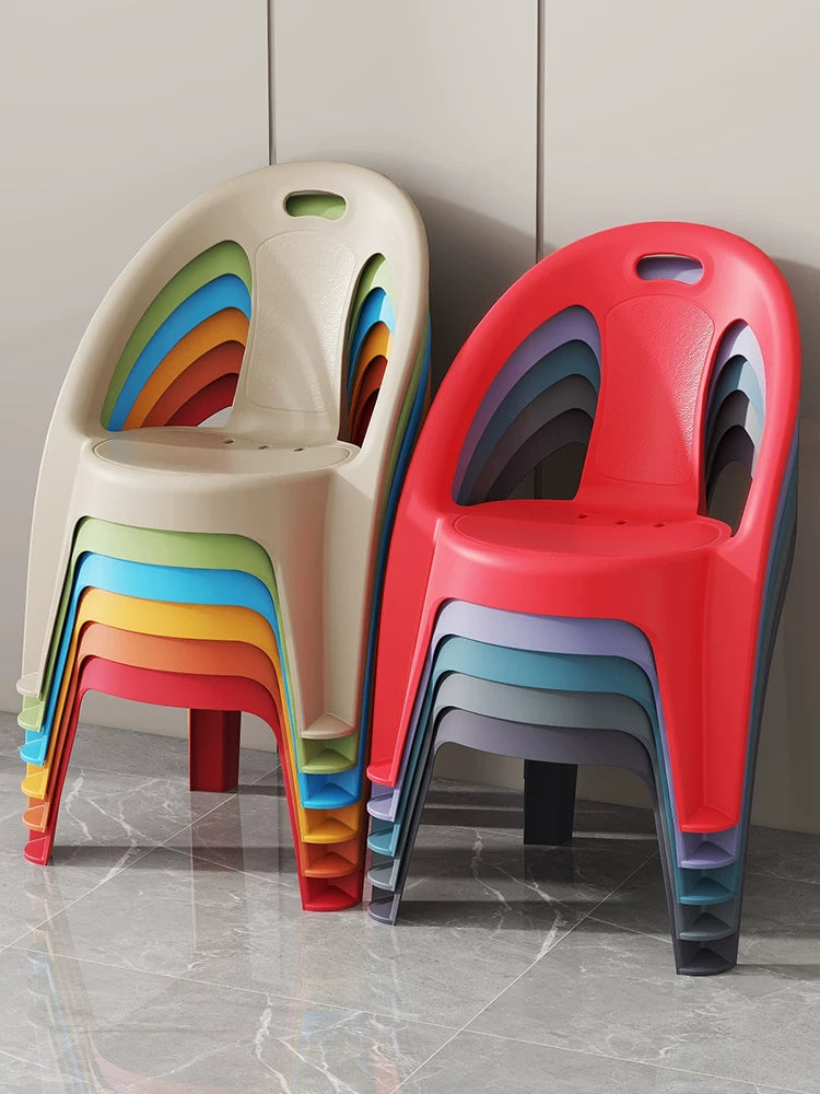 Stackable Plastic Backrest Stool for Adults, Non-Slip Shower Chair for Bathroom