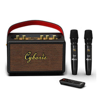Cyboris Portable Karaoke Wireless Bluetooth Speaker with Microphone, Retro FM Radio for Home and Outdoor Use