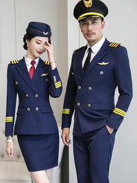 Unisex Drum Corps Performance Uniform Set Stewardess Pilot Professional Workwear