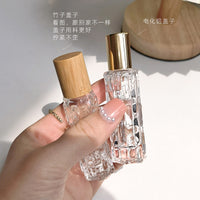 10ml Bamboo Cap Glass Roll-On Bottle with Steel Ball and Electroplated Aluminum Lid for Essential Oils