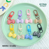 Dopamine Plaid Bowknot Keychain Pendant for Bags and Apparel