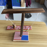 Wooden Ring Toss Hook and Shot Ladder Game for Interactive Play