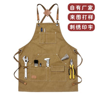 Canvas Work Apron with Multiple Pockets for Gardening, Crafts, and Mechanics