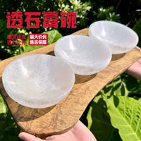 Natural Moroccan Selenite Round Bowl for Crystal Cleansing and Home Decor